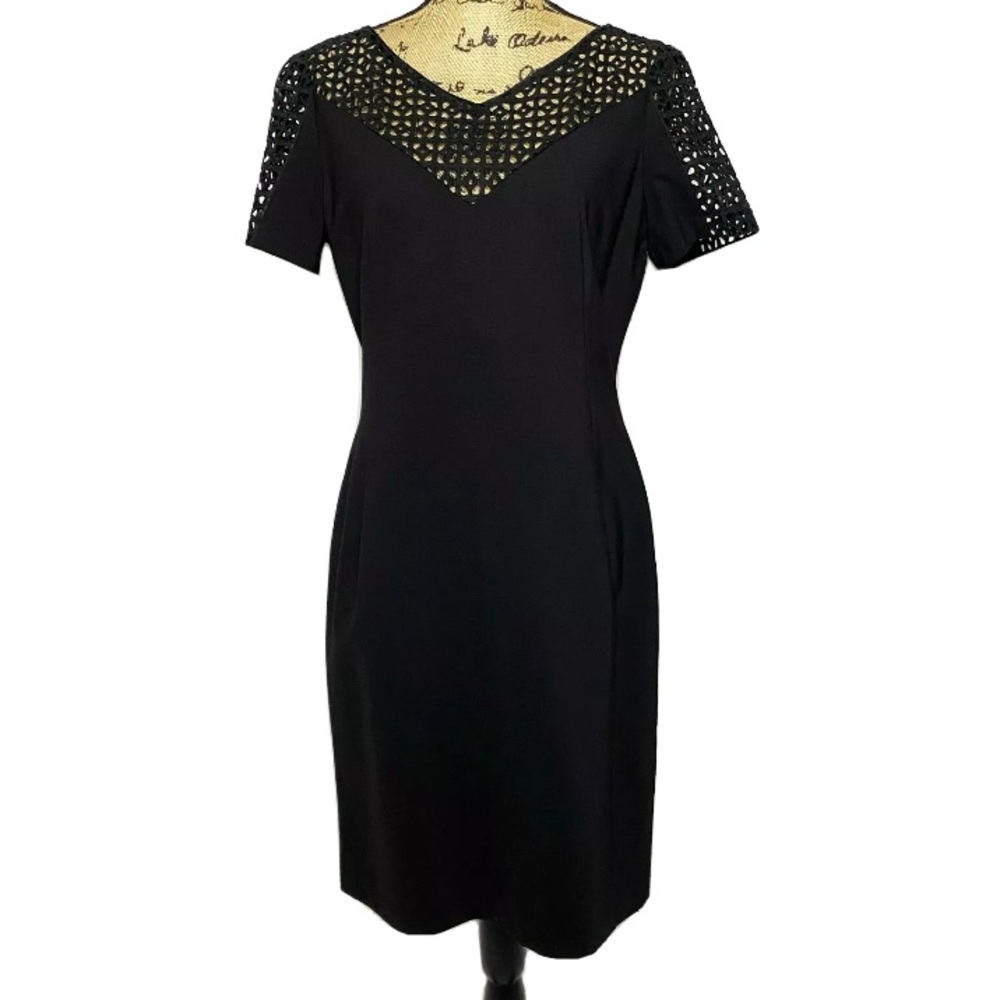 Lafayette 148 Black Eyelet Sheath Dress NEW NWT